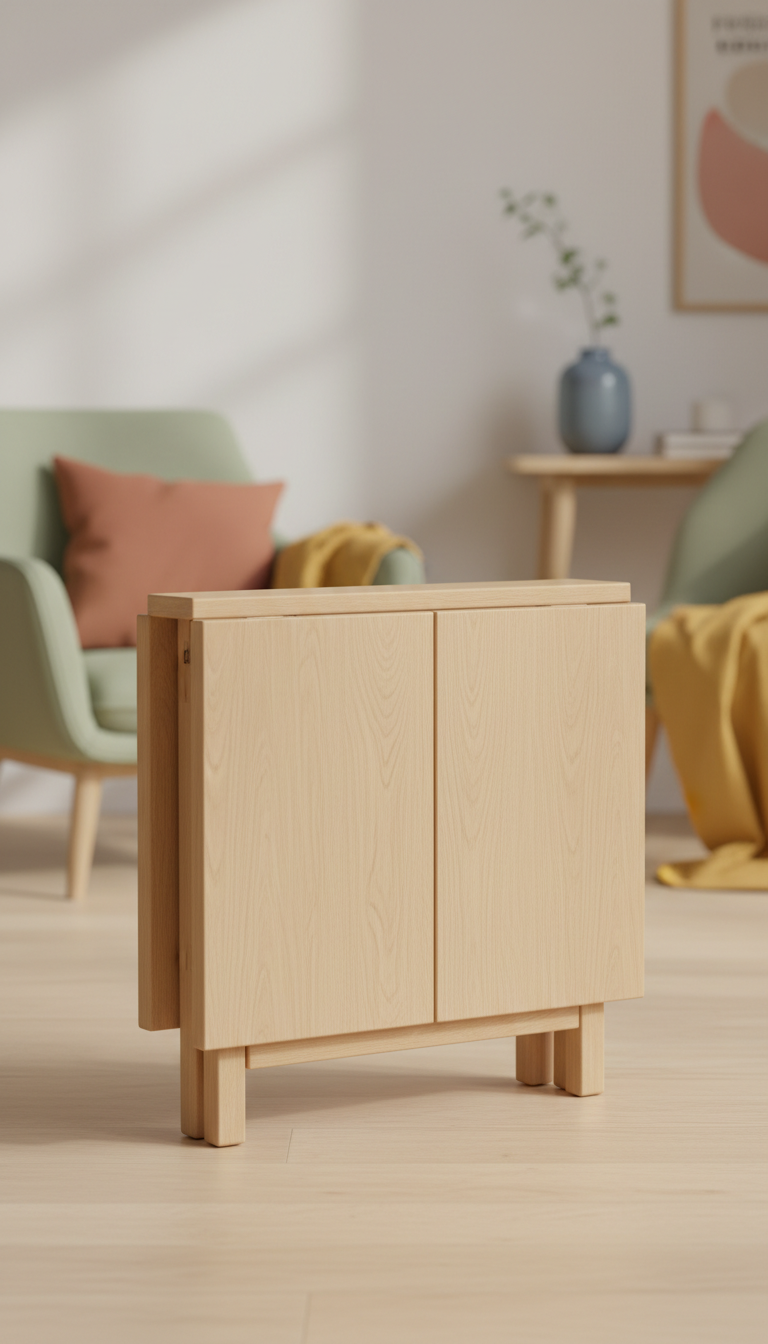 Foldable wooden side table