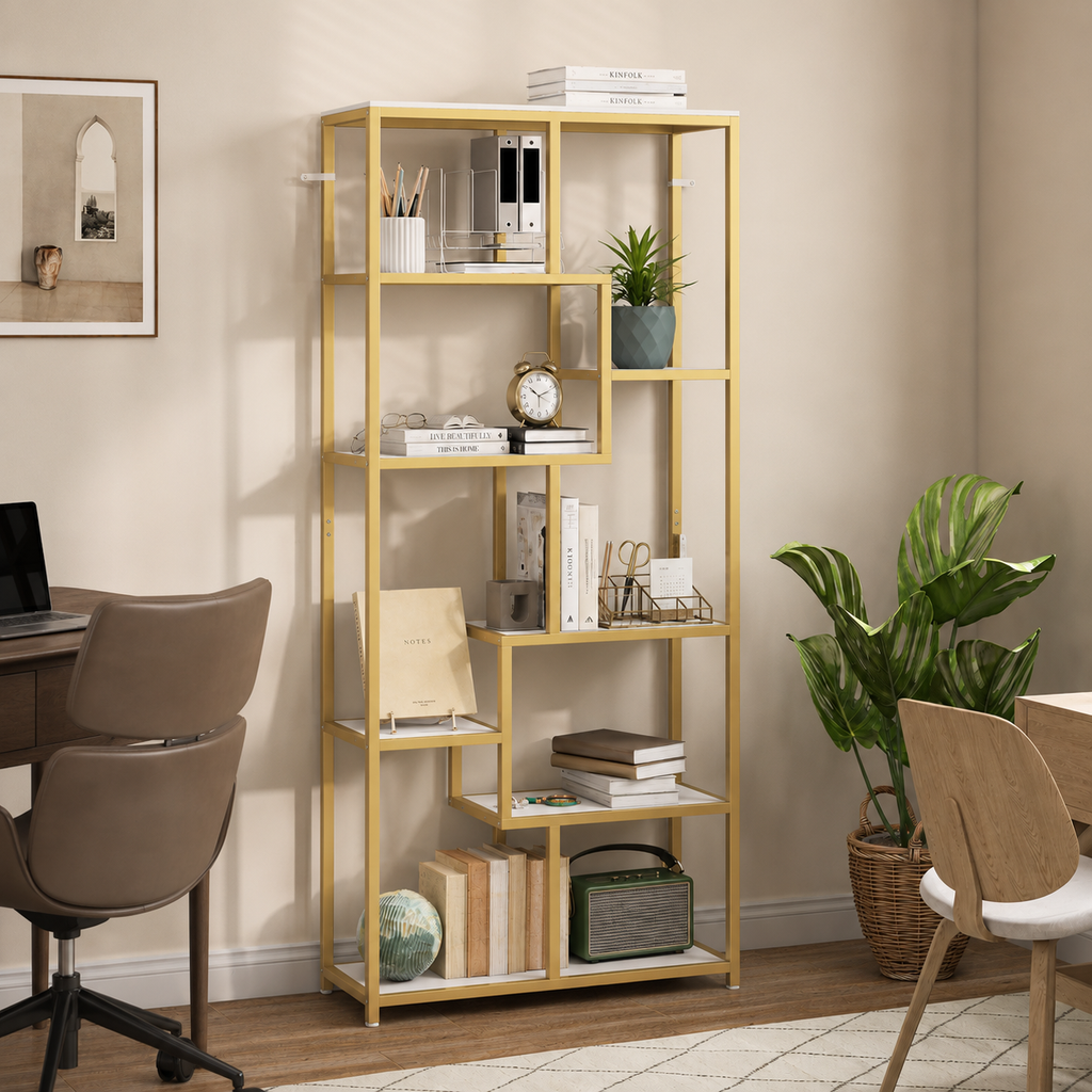 HM 7 Tier Display Shelf with Gold Frame