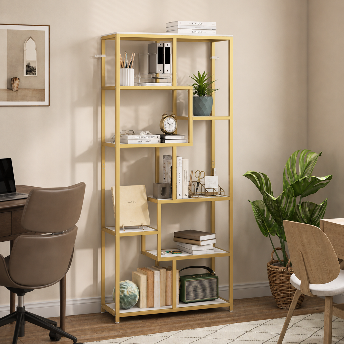 HM 7 Tier Display Shelf with Gold Frame