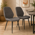 Grey Dining Chairs Set of 2 with Metal Legs