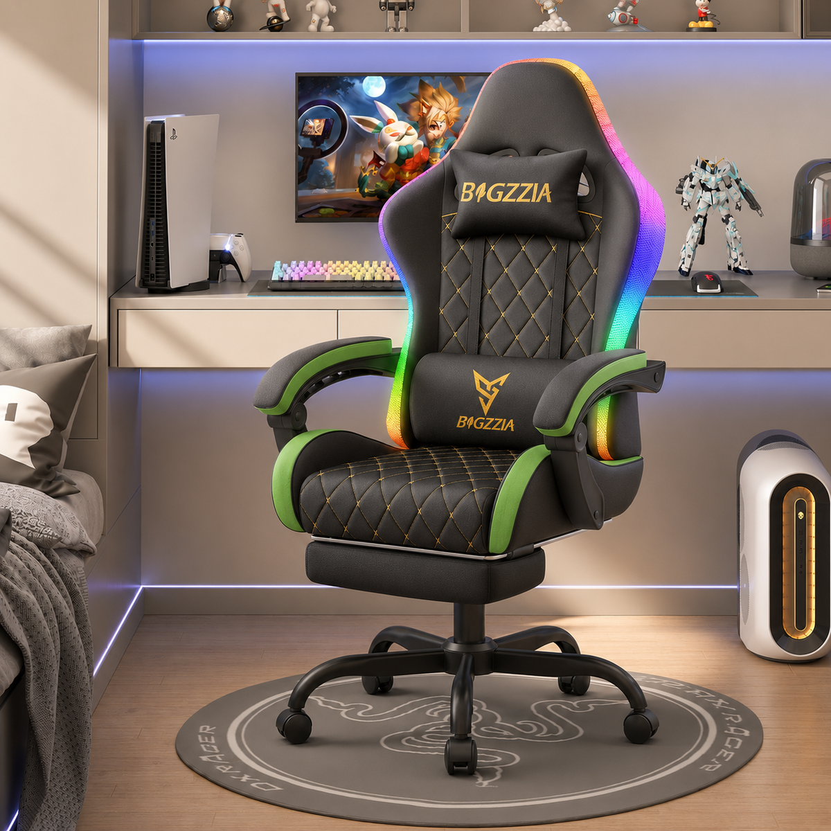 BGZ RGB LED Gaming Chair with Footrest
