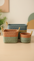 Multi-purpose storage basket set with handles