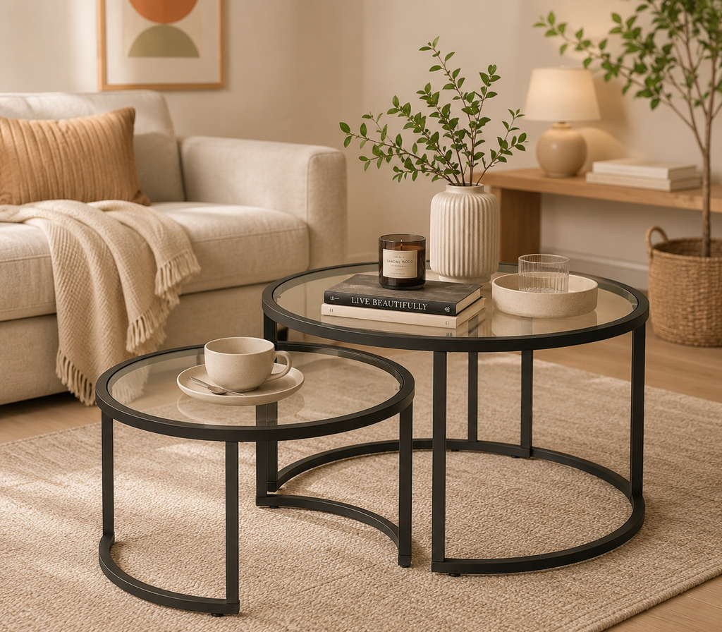 Modern Round Coffee Table Set of 2