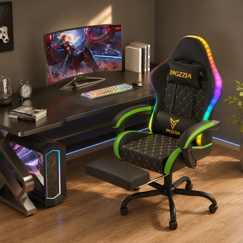 BGZ RGB LED Gaming Chair with Footrest
