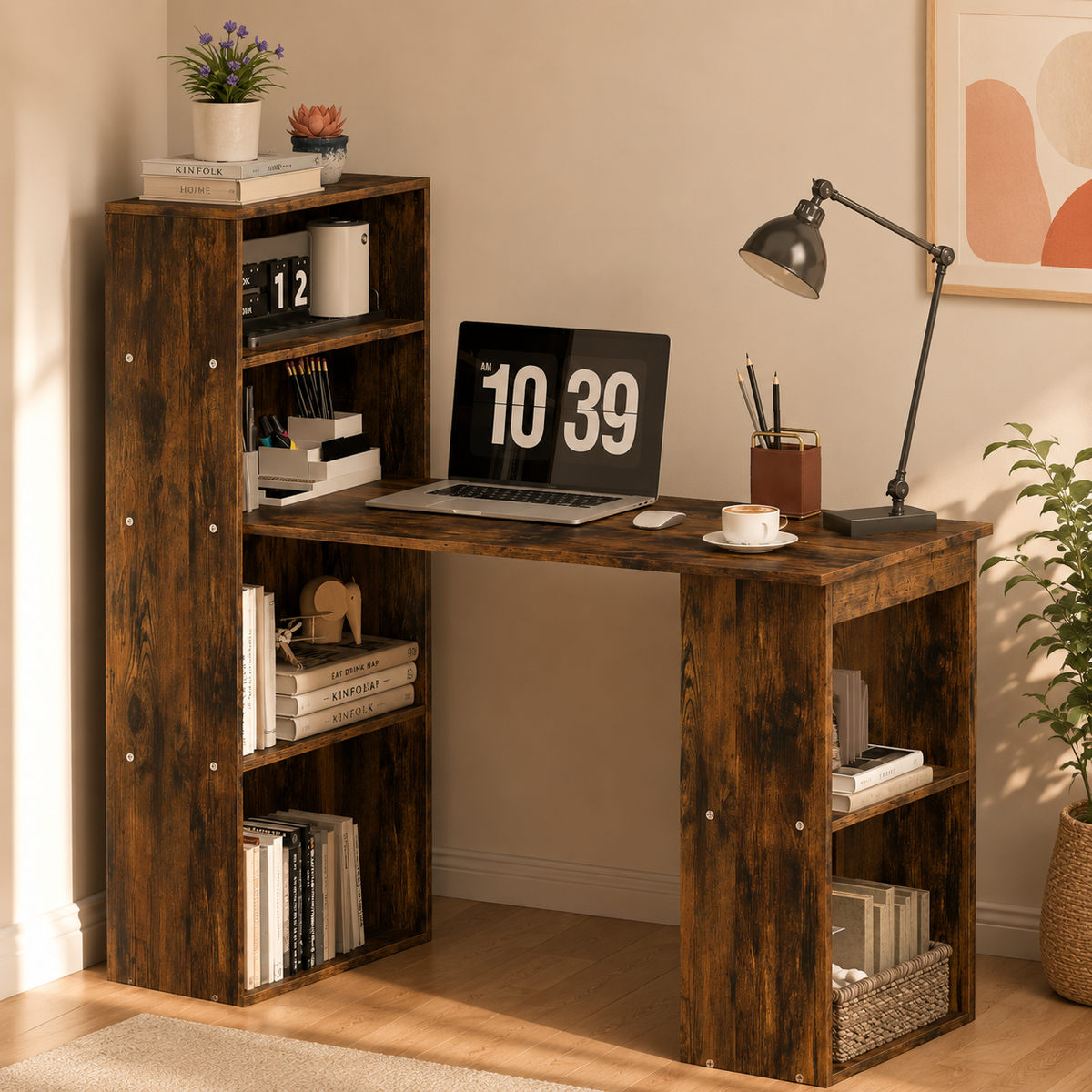 HM Computer Desk with 6 Shelves