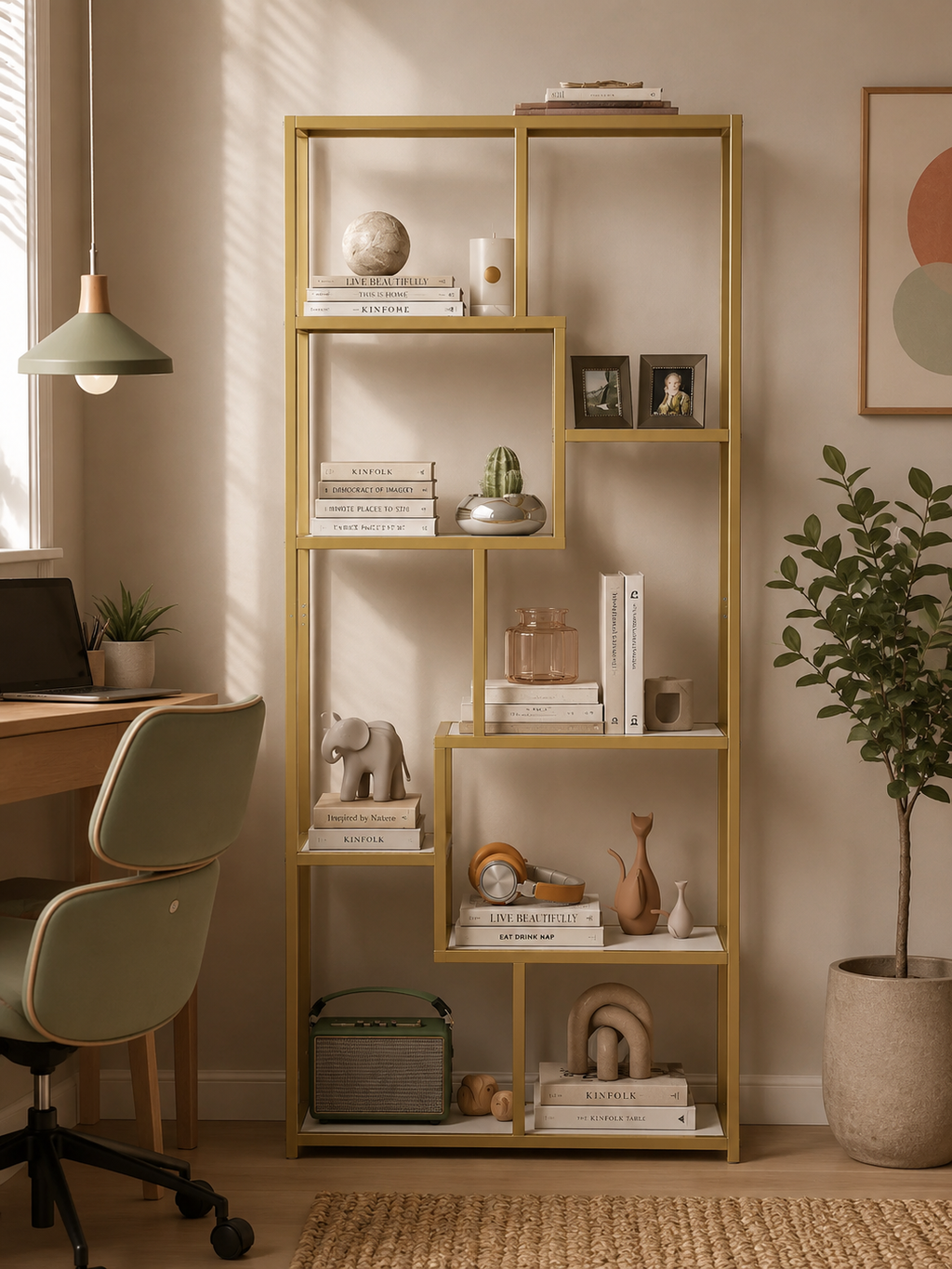 HM 7 Tier Display Shelf with Gold Frame