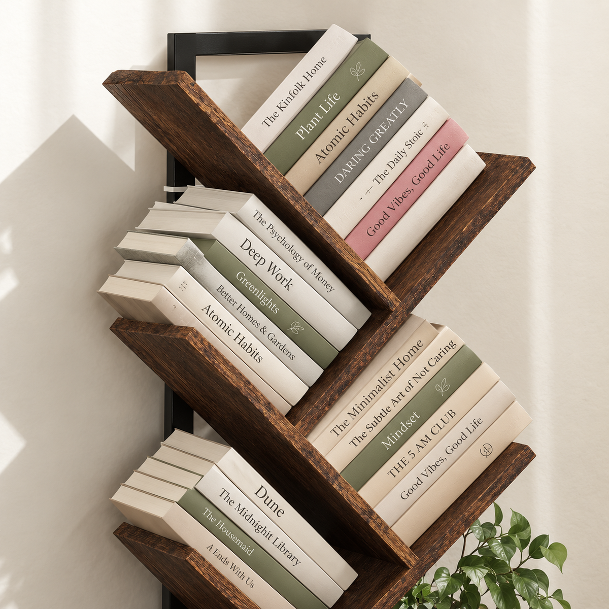 Modern 9 Tier Bookshelf with Steel Frame
