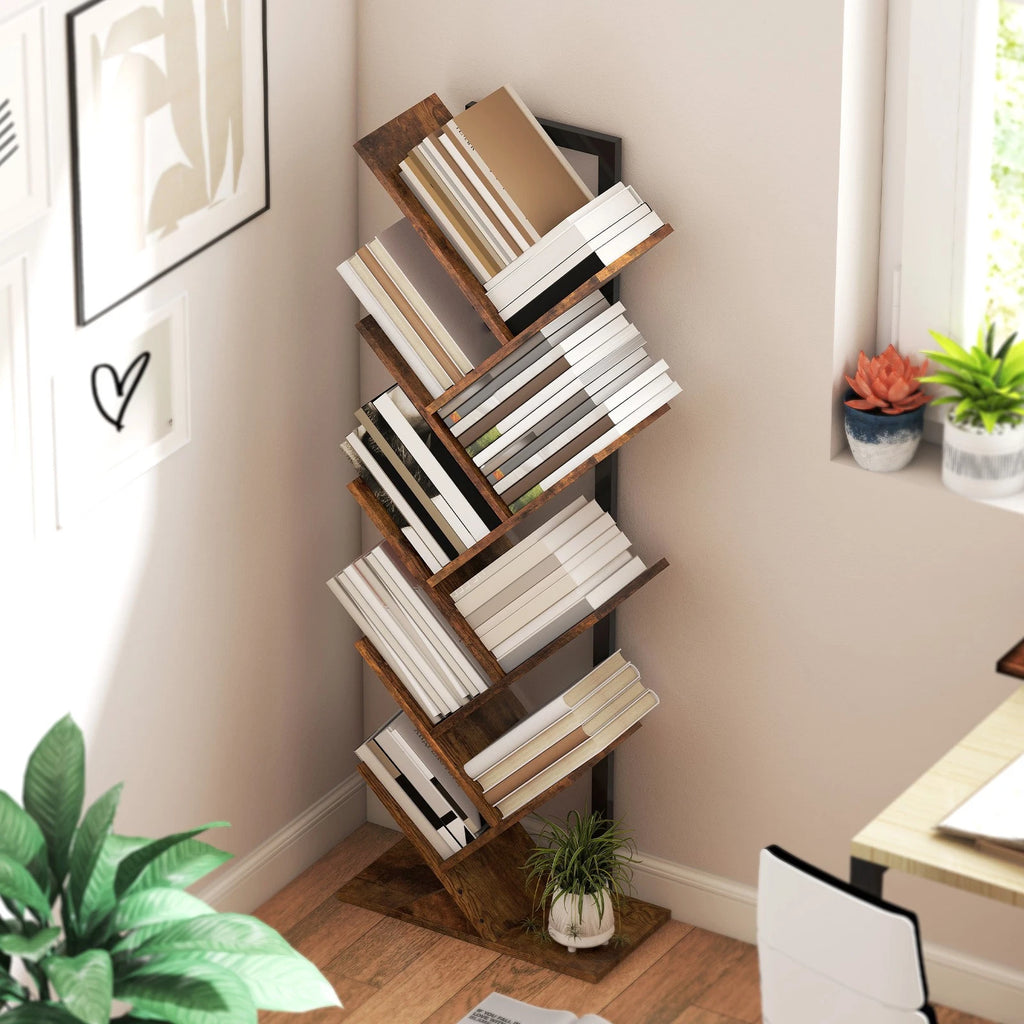 Modern 9 Tier Bookshelf with Steel Frame