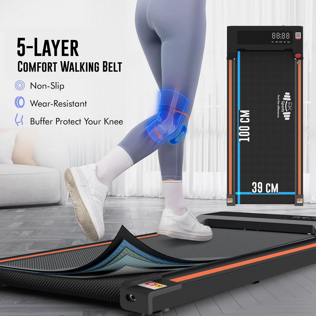 2HP Folding Walking Pad Under Desk Treadmill