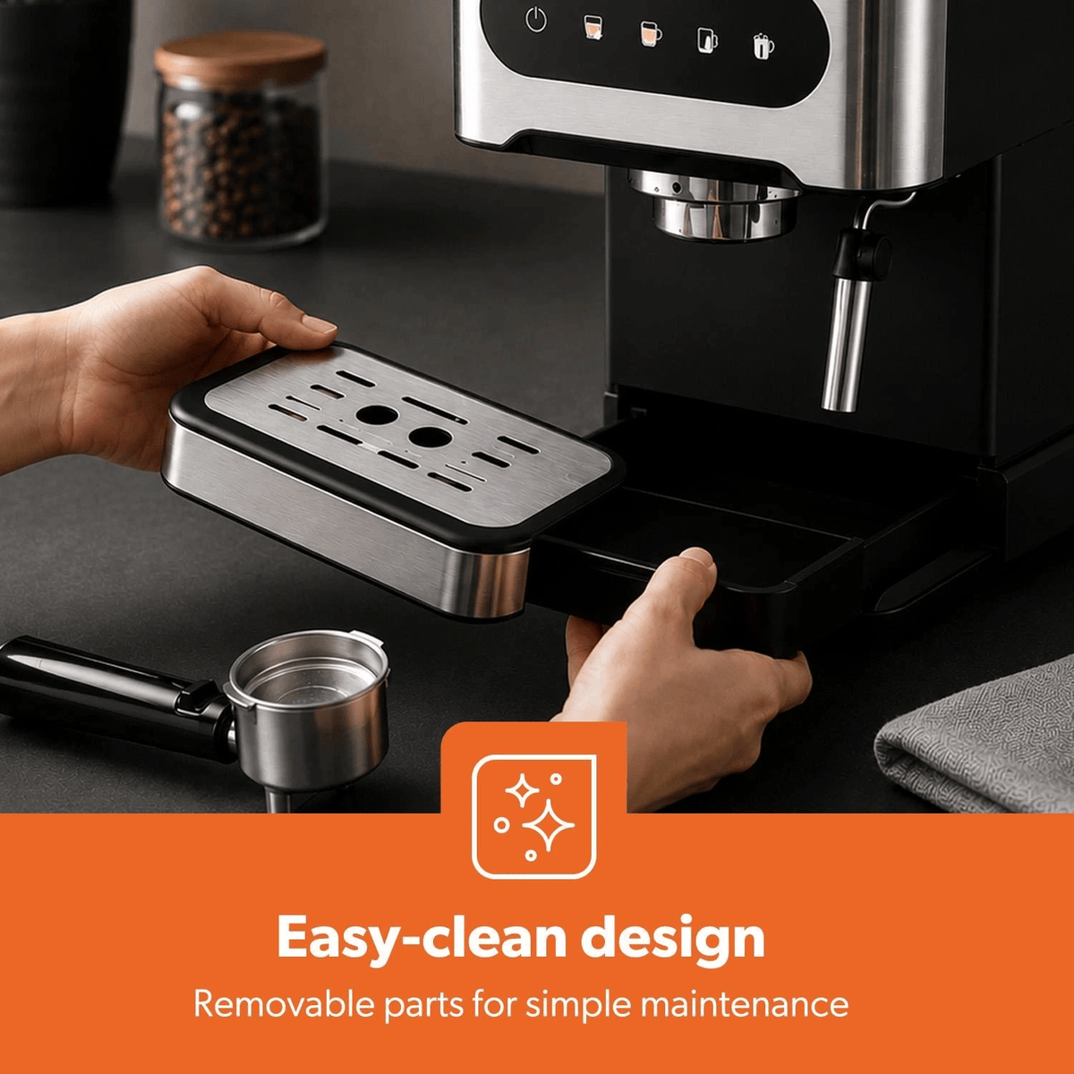 GPas 20 Bar Espresso Coffee Machine with Milk Frother 1.5L