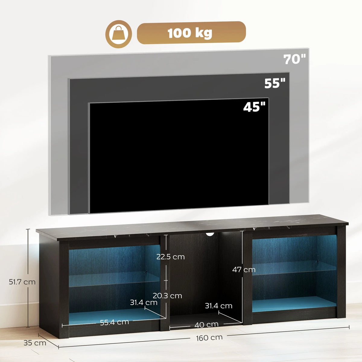 HM 160cm LED TV Stand for TVs Up to 70"