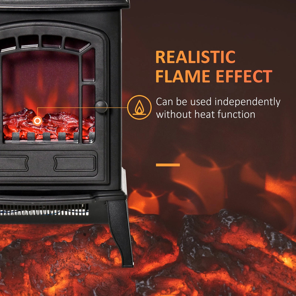 HM Freestanding Electric Fireplace Heater – Black