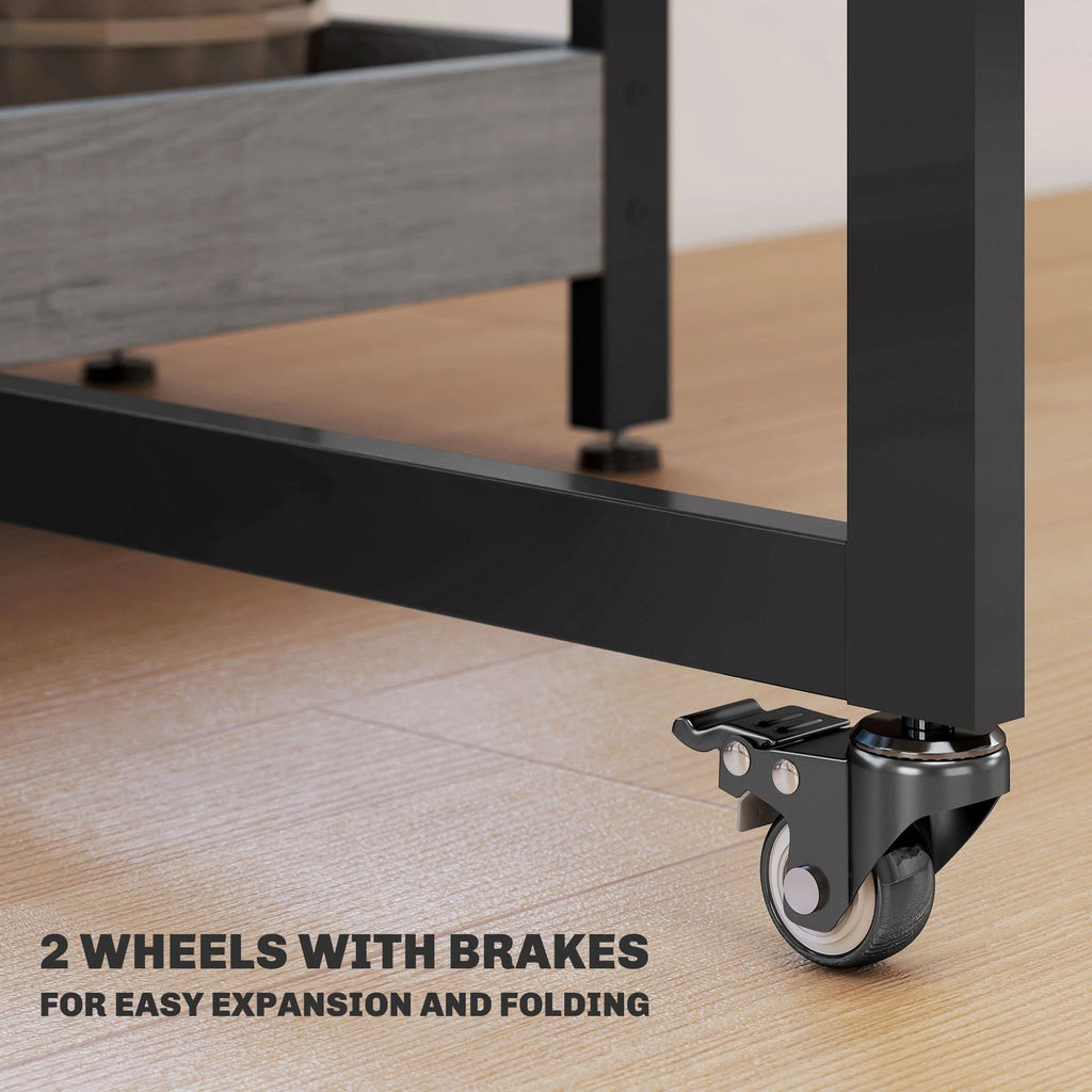 Grey Foldable Dining Table with Shelves