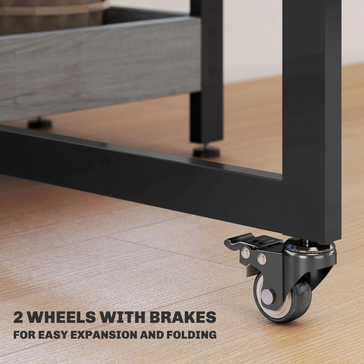 Grey Foldable Dining Table with Shelves