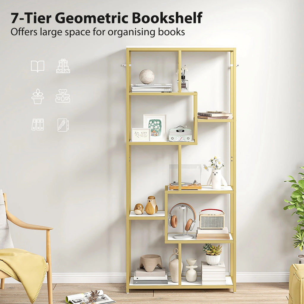 HM 7 Tier Display Shelf with Gold Frame