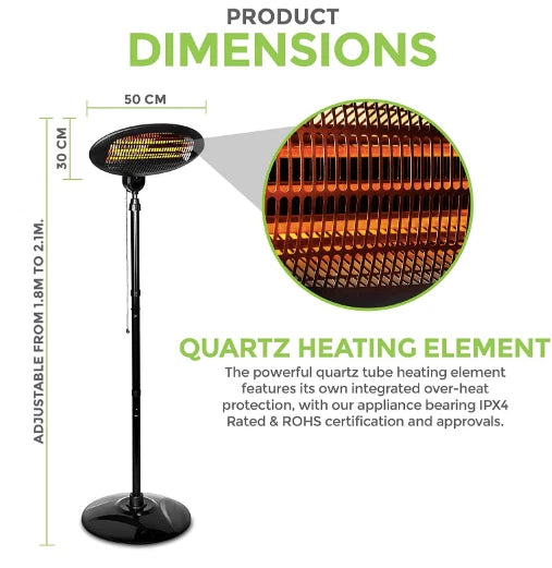 2KW Freestanding Electric Patio Heater