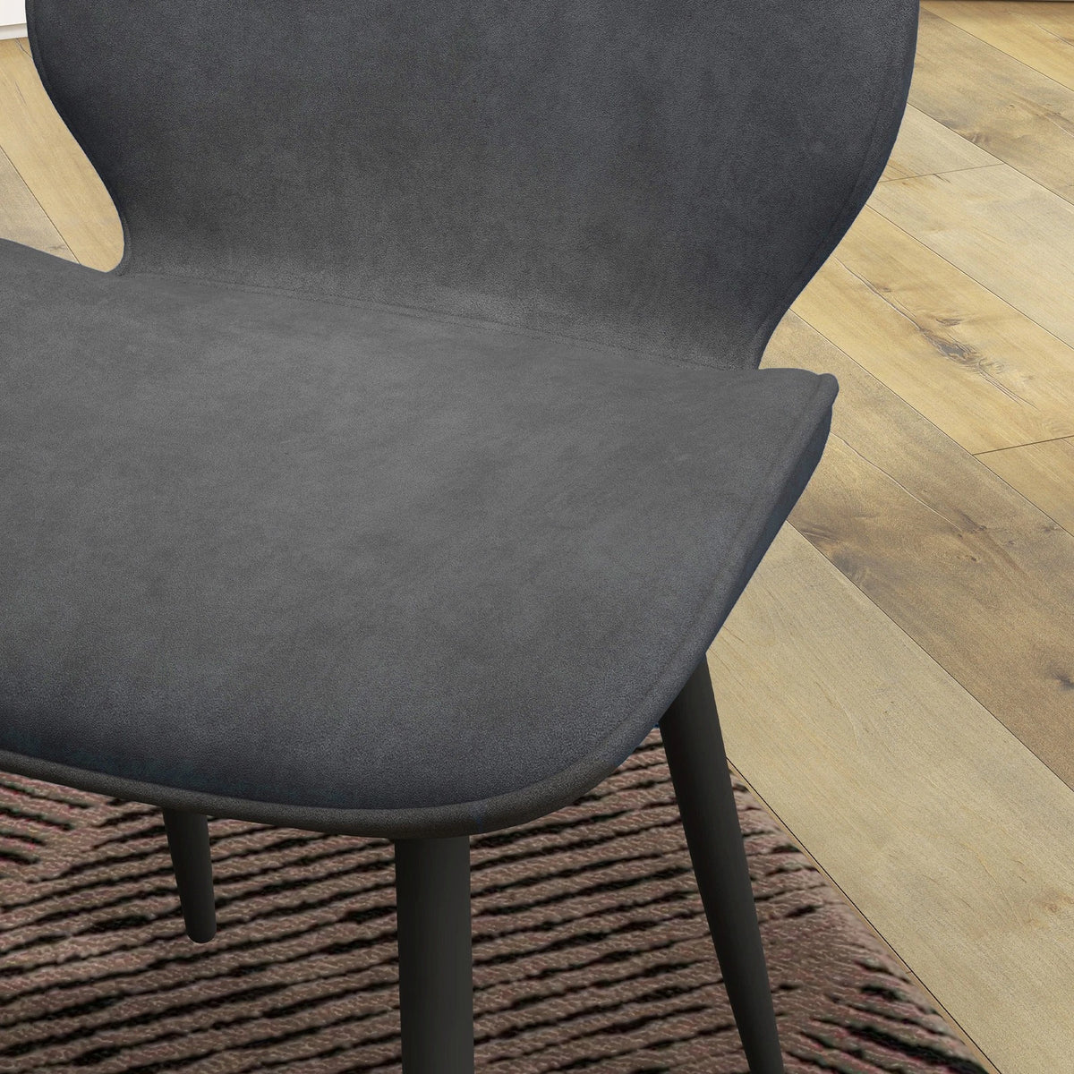 Grey Dining Chairs Set of 2 with Metal Legs