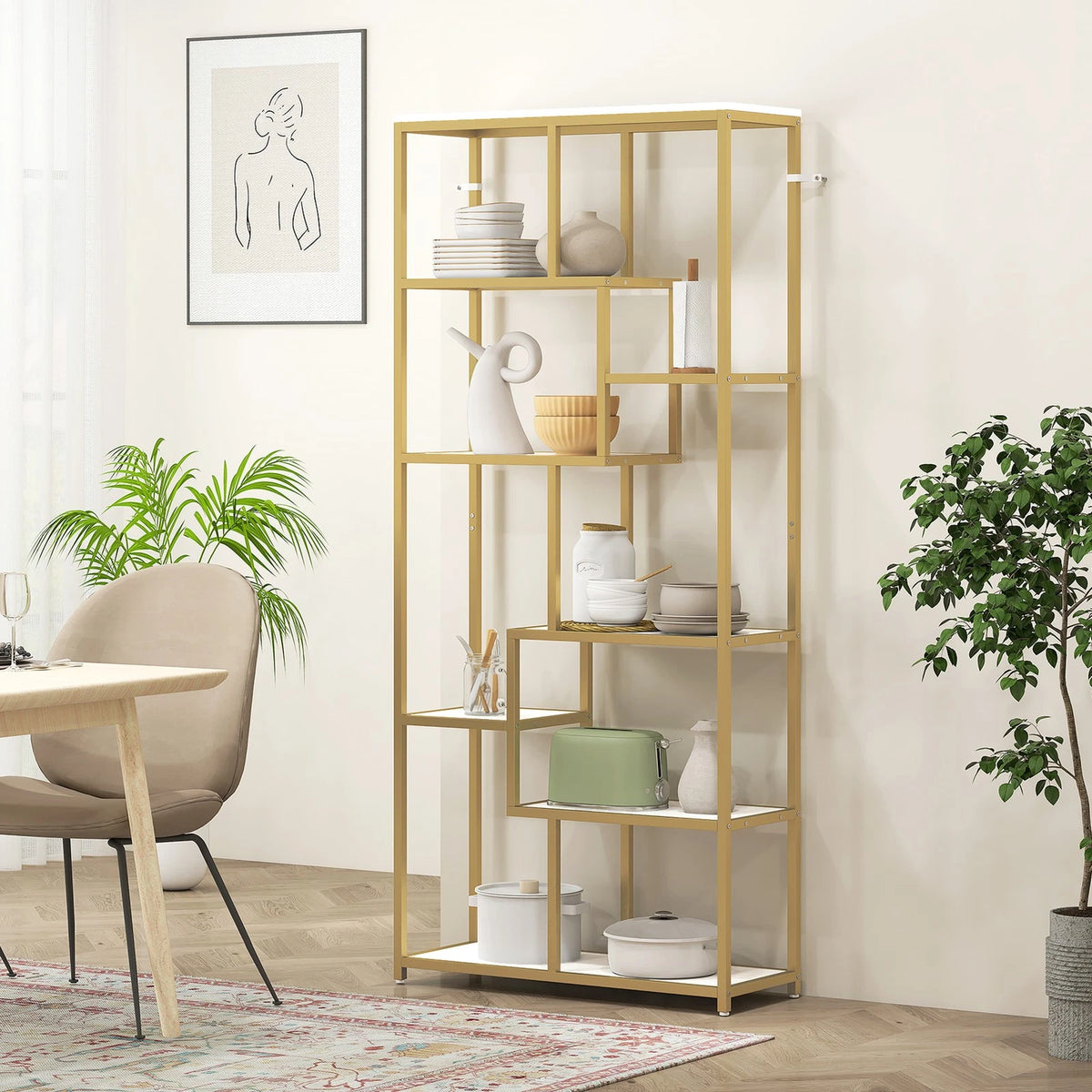 HM 7 Tier Display Shelf with Gold Frame