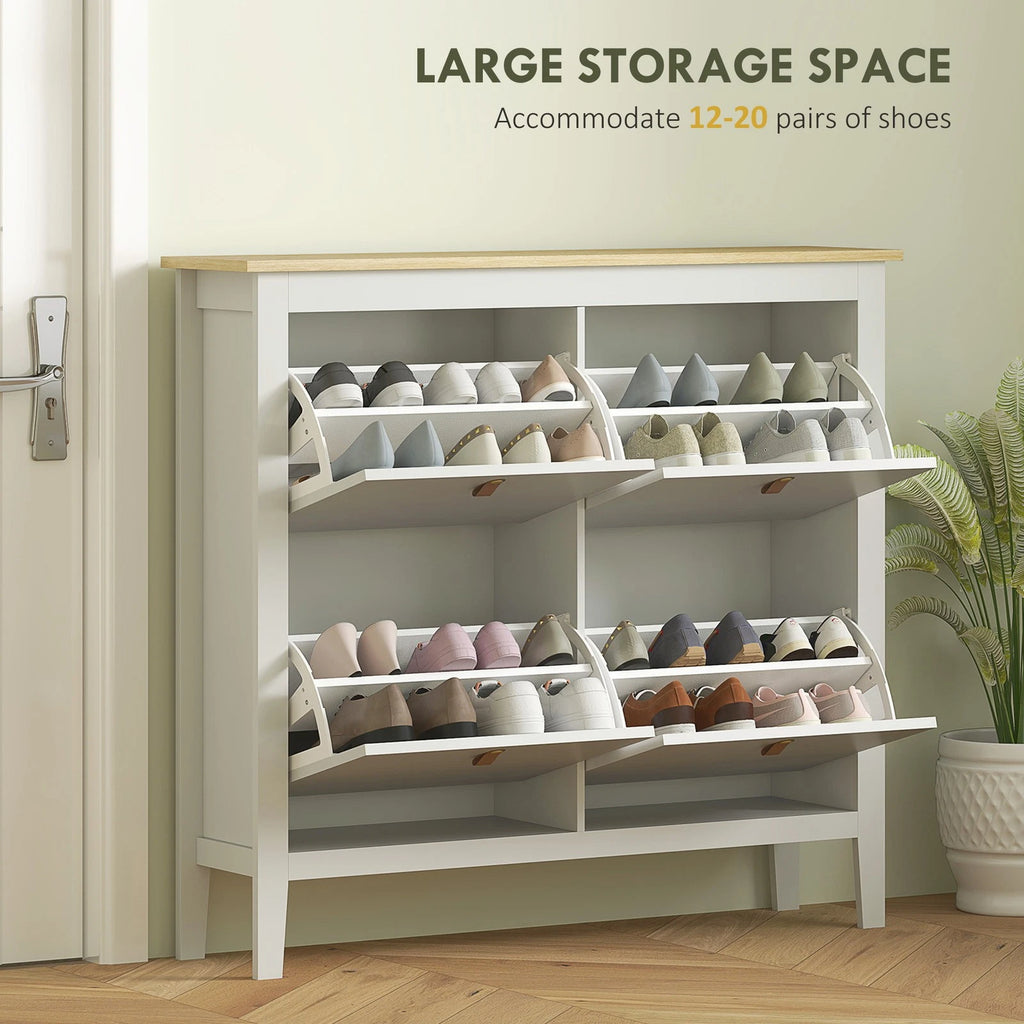 White Shoe Storage Cabinet with 4 Drawers