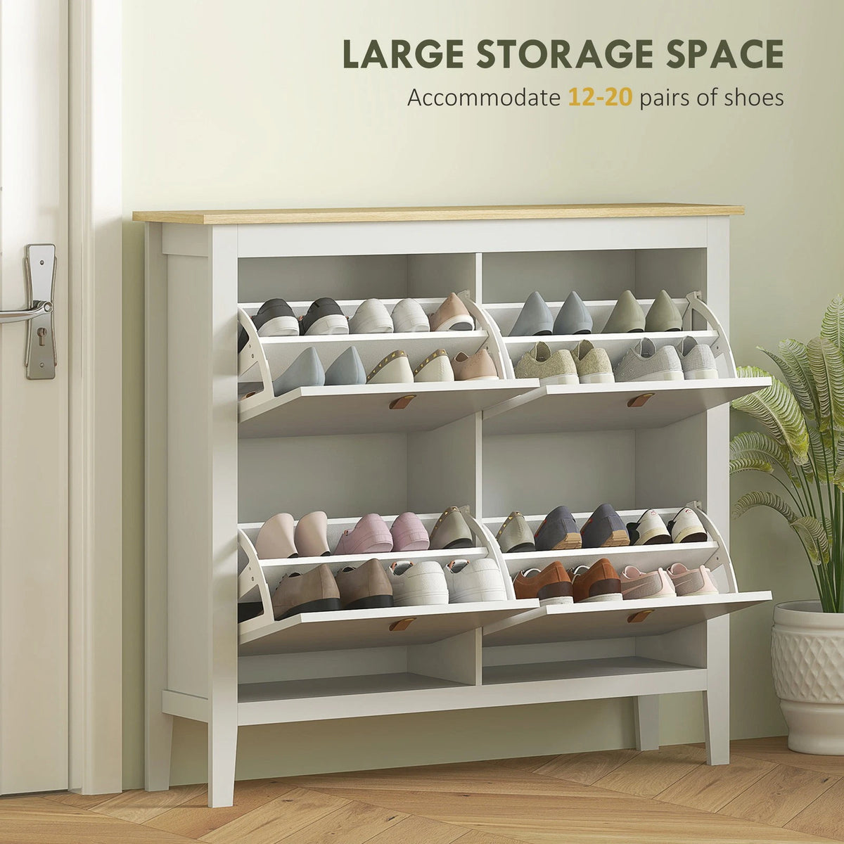 White Shoe Storage Cabinet with 4 Drawers