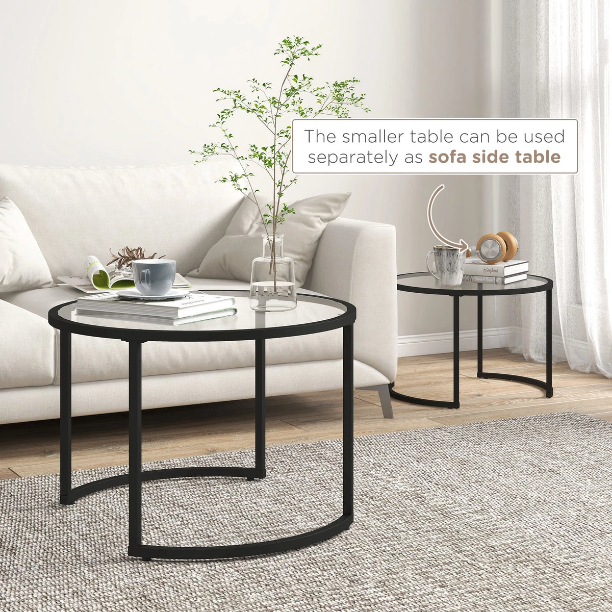 Modern Round Coffee Table Set of 2