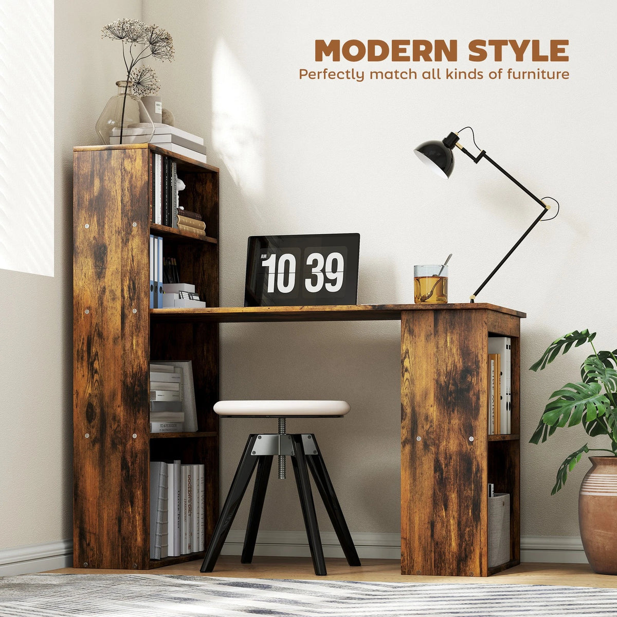 HM Computer Desk with 6 Shelves