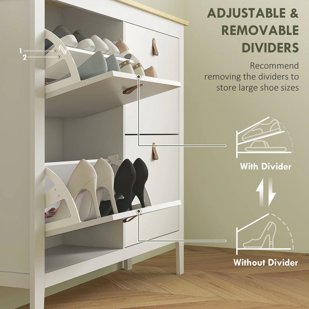 White Shoe Storage Cabinet with 4 Drawers