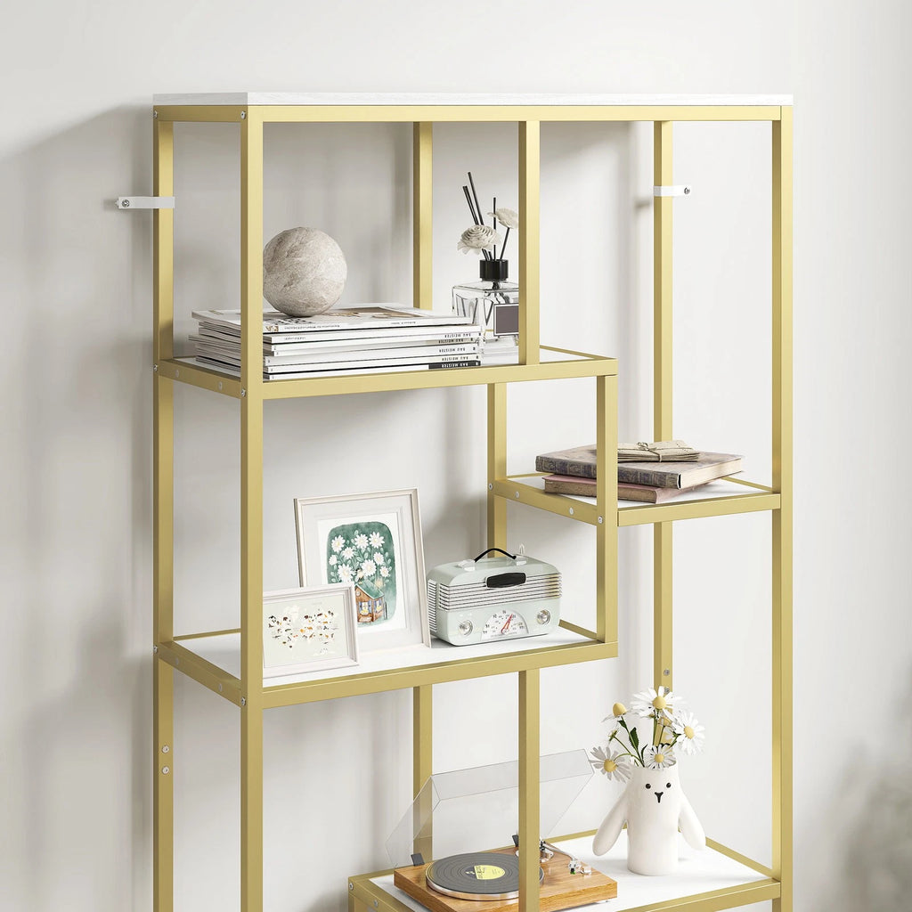 HM 7 Tier Display Shelf with Gold Frame