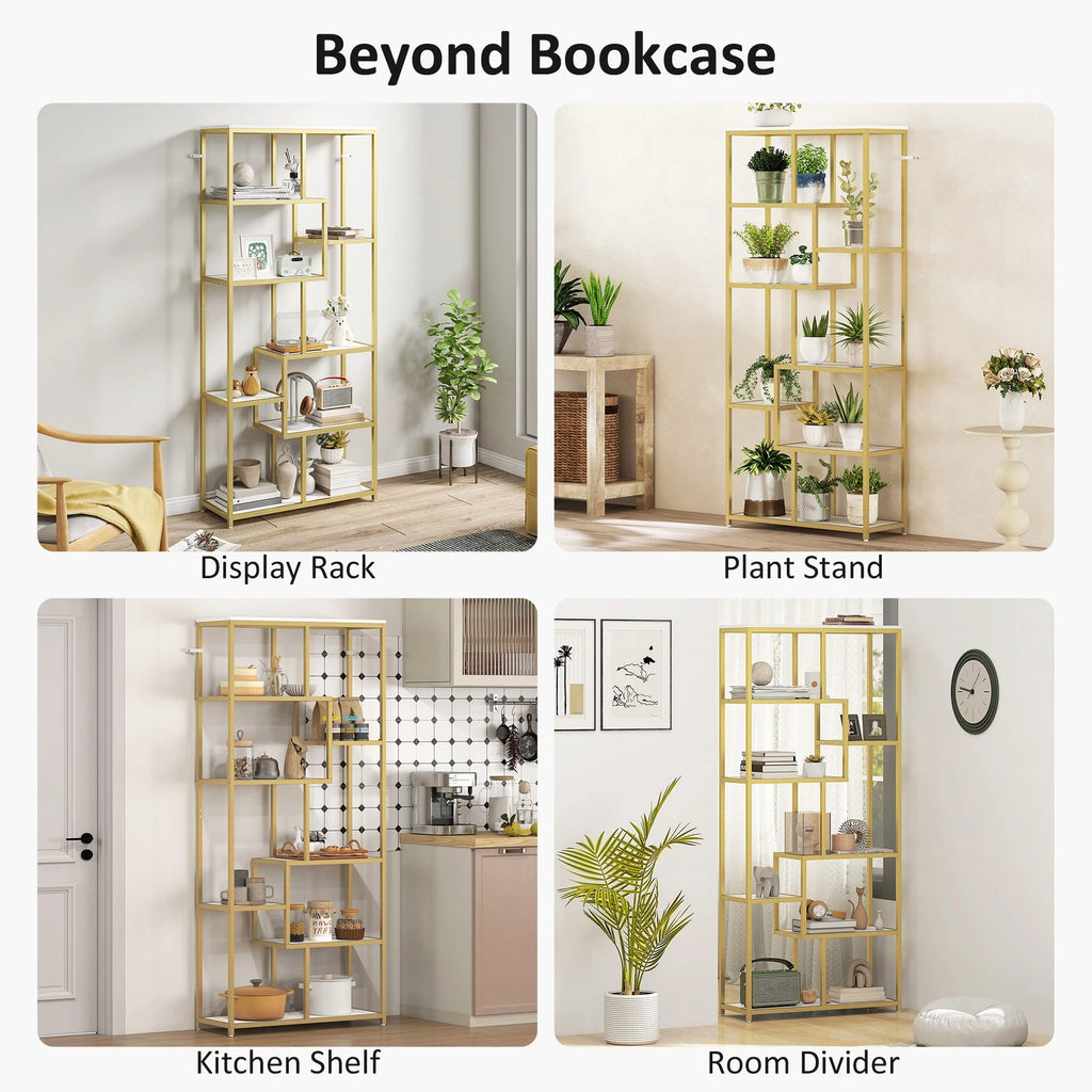 HM 7 Tier Display Shelf with Gold Frame