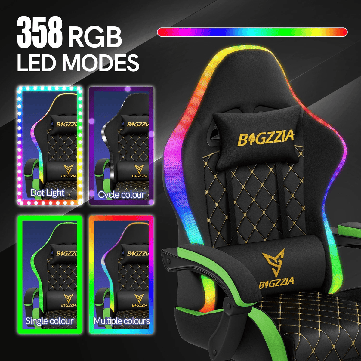 BGZ RGB LED Gaming Chair with Footrest