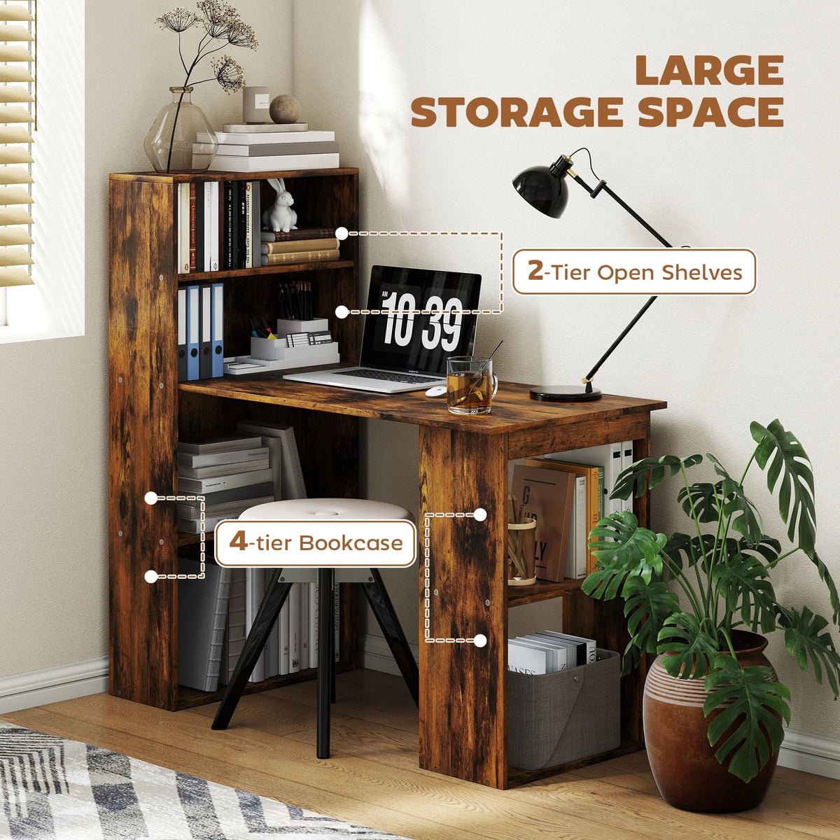 HM Computer Desk with 6 Shelves