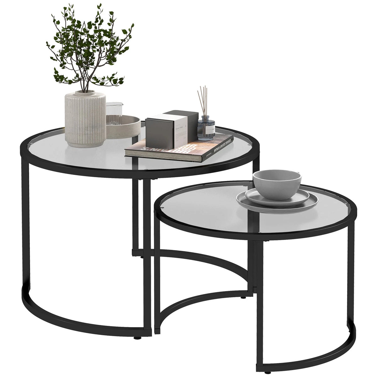Modern Round Coffee Table Set of 2