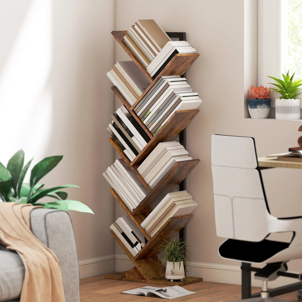 Modern 9 Tier Bookshelf with Steel Frame