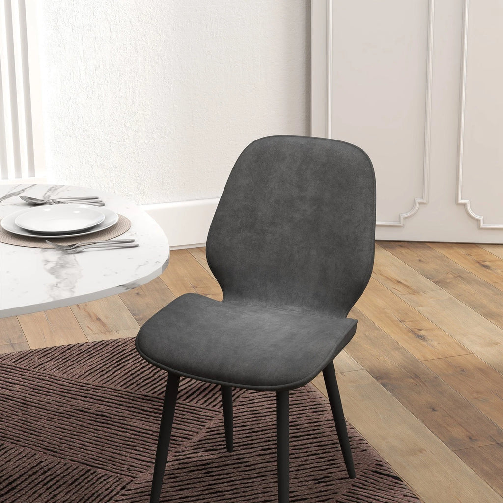 Grey Dining Chairs Set of 2 with Metal Legs