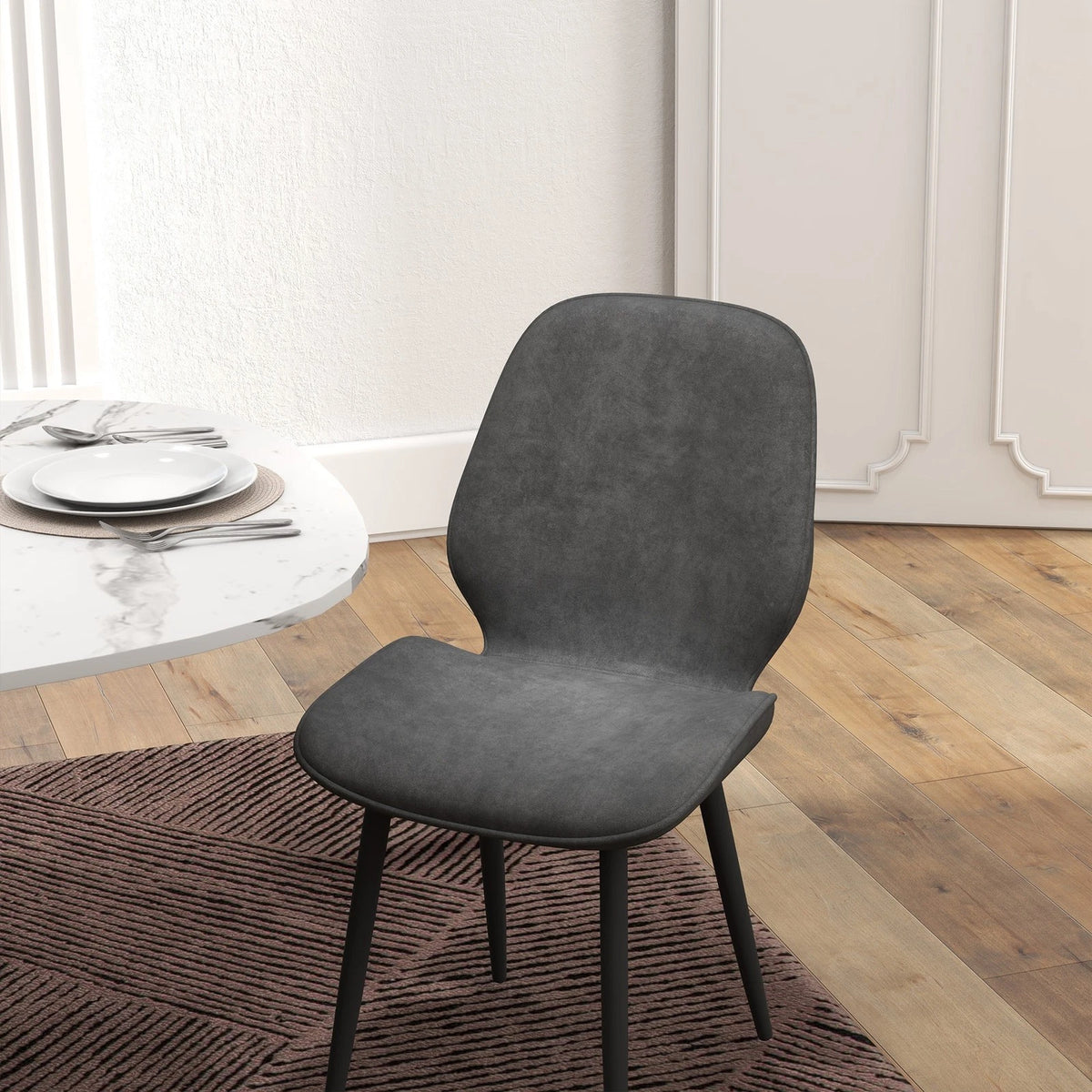 Grey Dining Chairs Set of 2 with Metal Legs