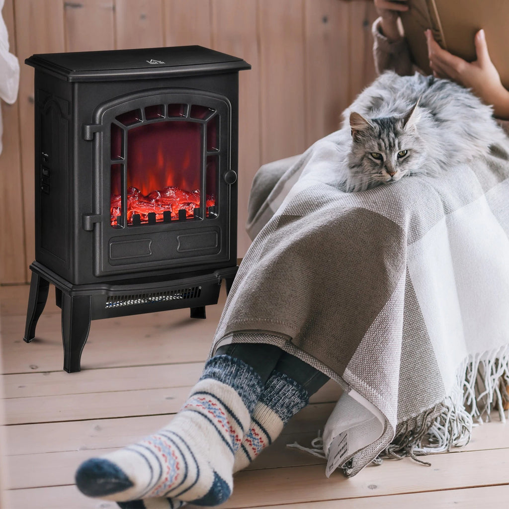 HM Freestanding Electric Fireplace Heater – Black
