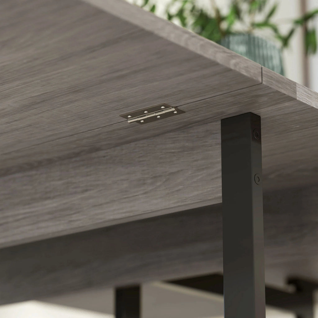 Grey Foldable Dining Table with Shelves