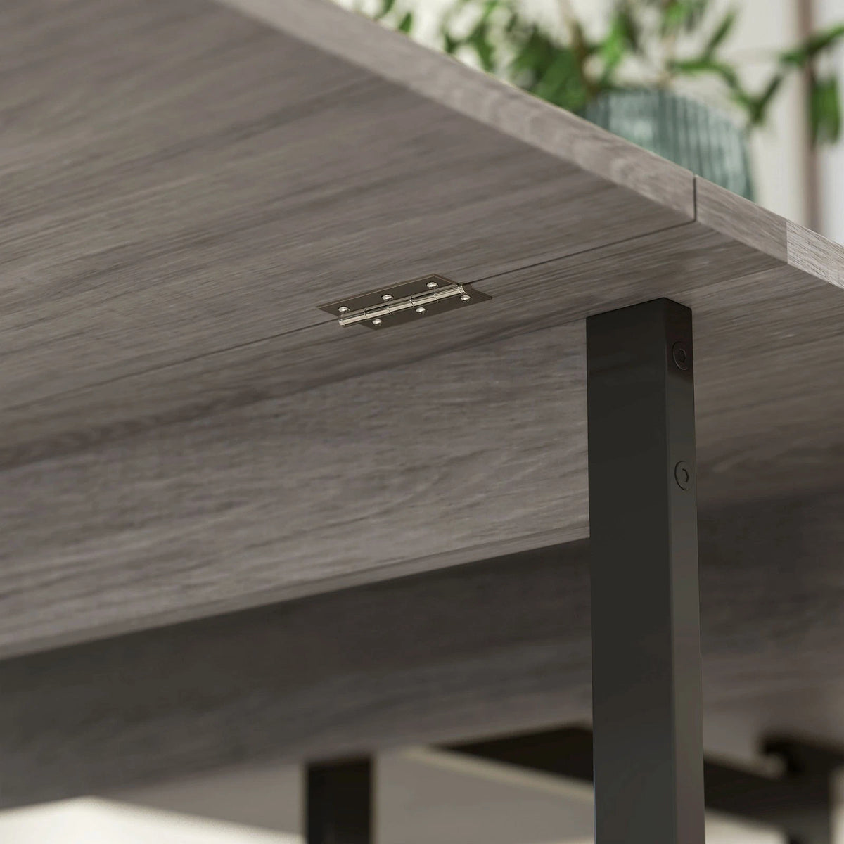 Grey Foldable Dining Table with Shelves