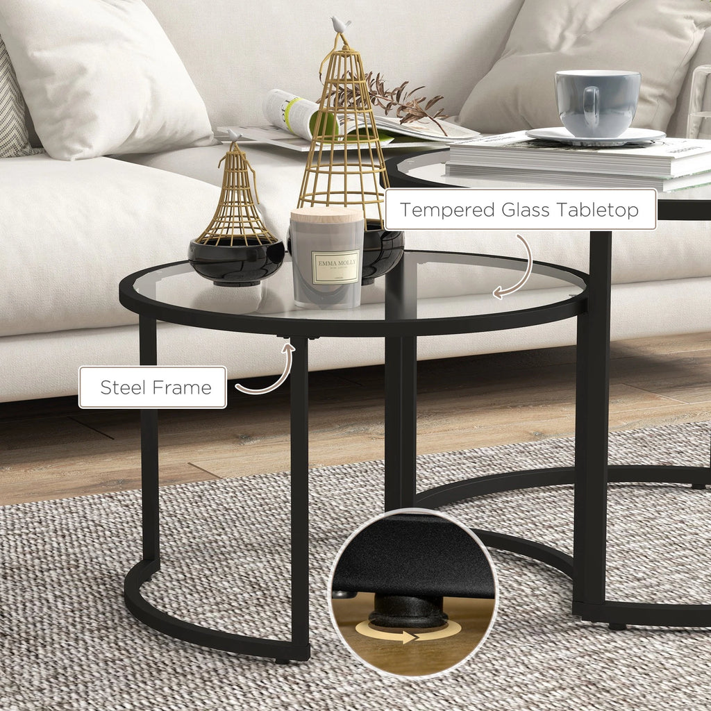 Modern Round Coffee Table Set of 2