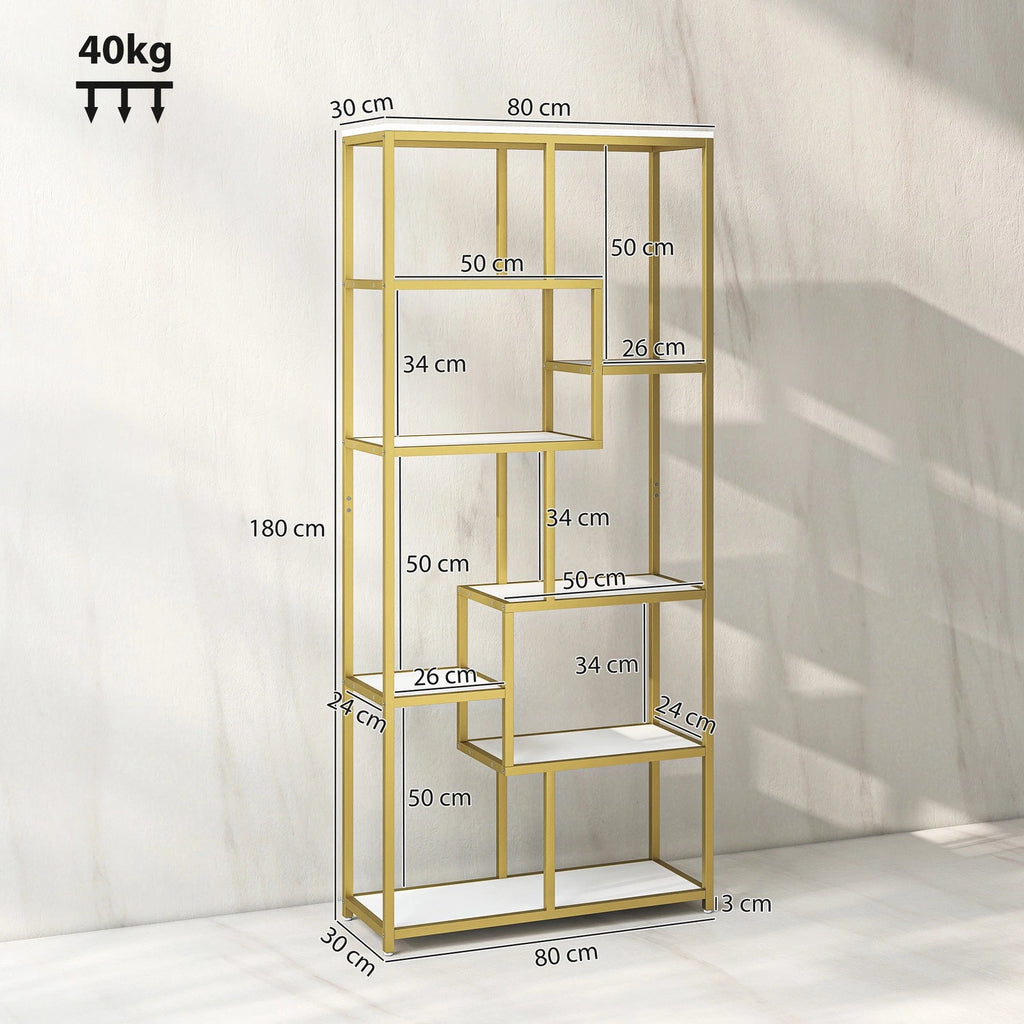 HM 7 Tier Display Shelf with Gold Frame