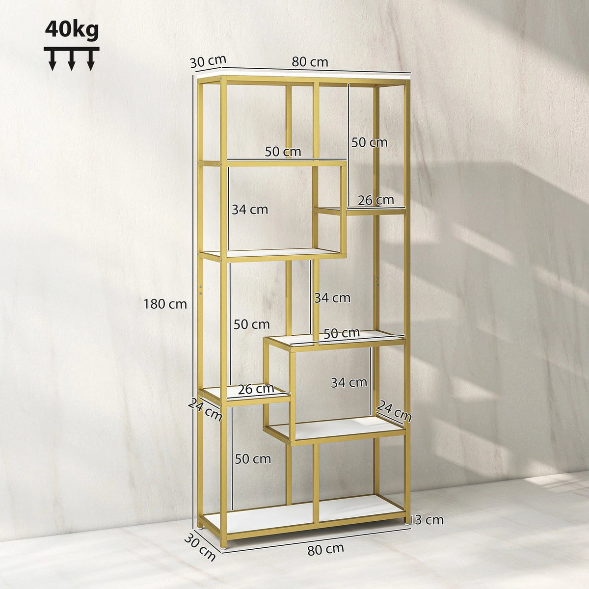 HM 7 Tier Display Shelf with Gold Frame