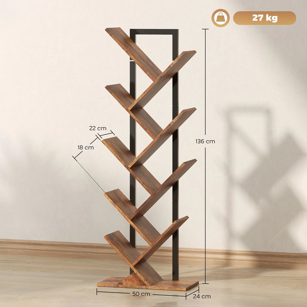 Modern 9 Tier Bookshelf with Steel Frame