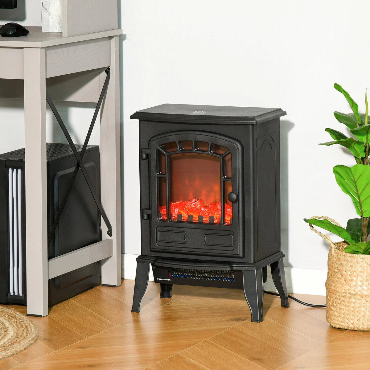 HM Freestanding Electric Fireplace Heater – Black
